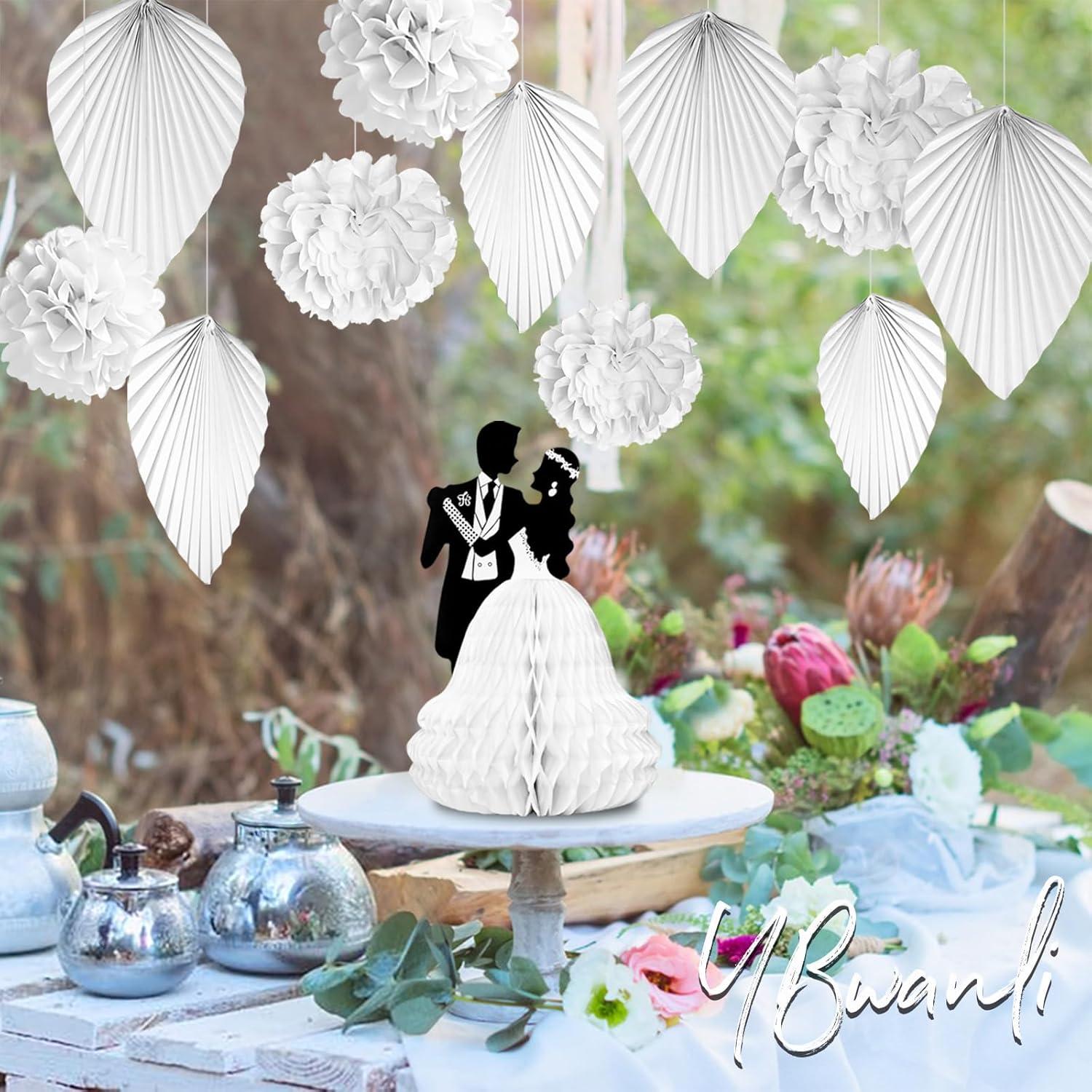 Hochzeitsdeko Set weiß, elegante Tischdekoration, romantische Girlande