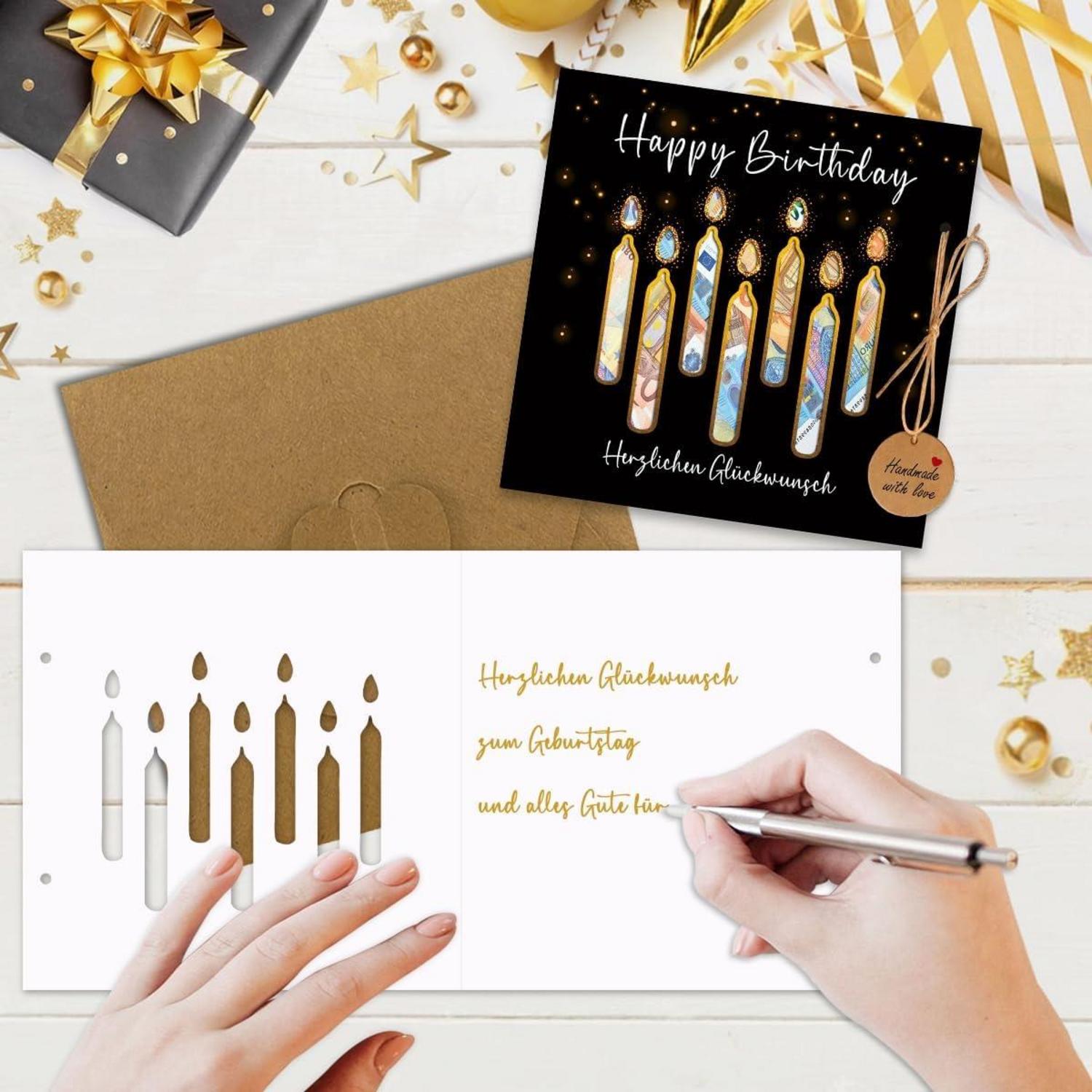 Geldgeschenke Verpackung Geburtstag mit Umschlägen und Karte