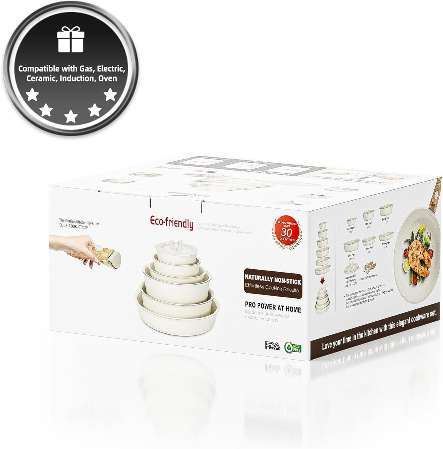 18-teiliges Induktions-Kochgeschirr-Set mit abnehmbaren