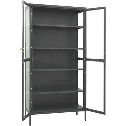Glasvitrine Anthrazit 90x40x180 cm – Stahl & Verstellbare Böden
