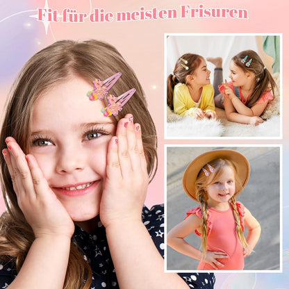 16er Set Haarspangen Mädchen Kinder Glitzer Unicorn Regenbogen
