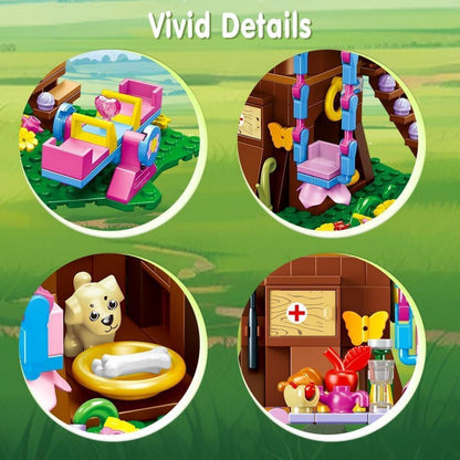 CUBIMANA Waldhütten-Bausteine Set mit LED-Licht für Kinder