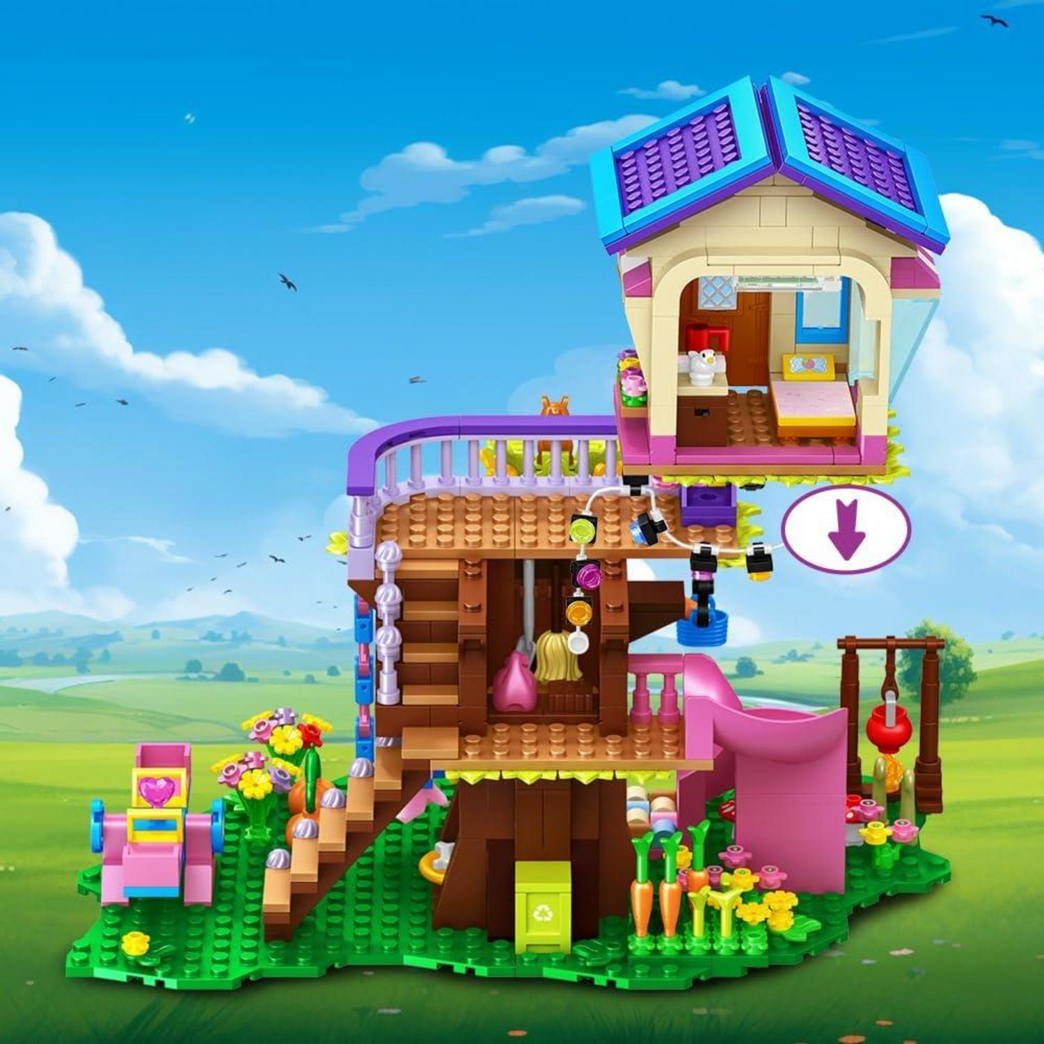 Baumhaus Bausteine Set mit LED-Licht - Waldhütten Bausatz für Kinder