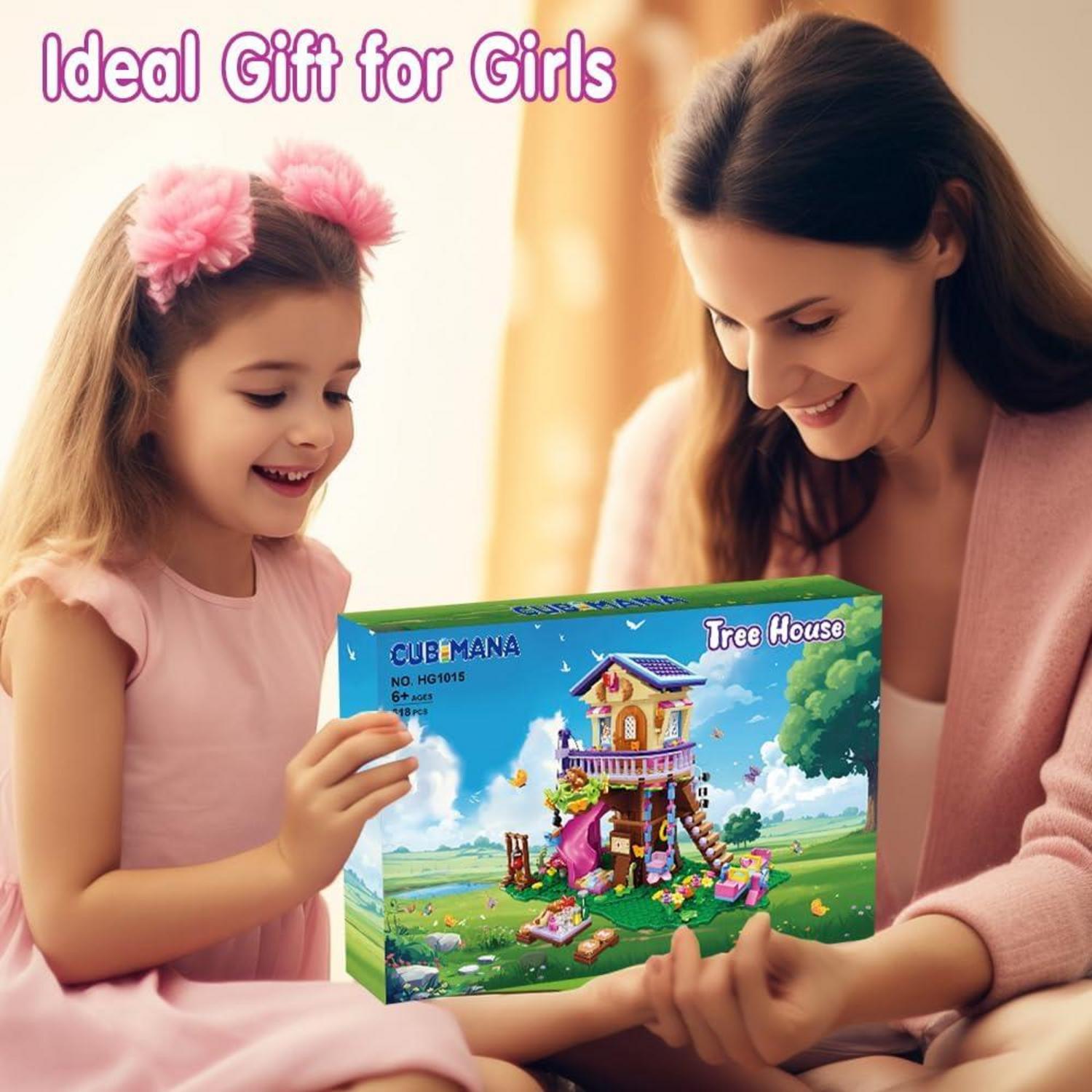 Baumhaus Bausteine Set mit LED-Licht Spielzeug Rutsche Geschenk Kinder 618 Stück
