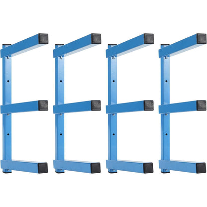 Schwerlast Holz Lagerregal 3-lagig, Blau, 4er Pack