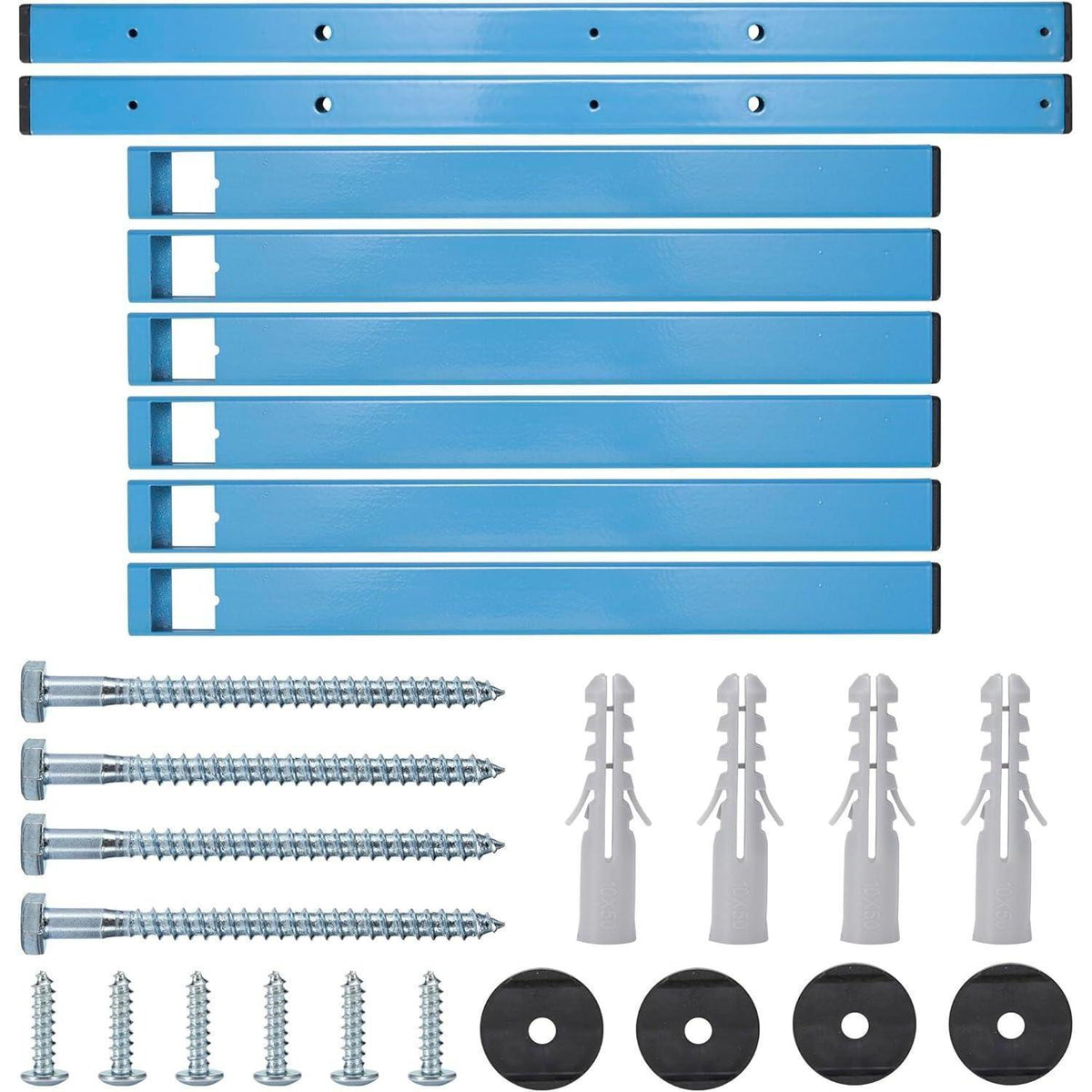 Schwerlast Holz Lagerregal 3-lagig, Blau, 4er Pack