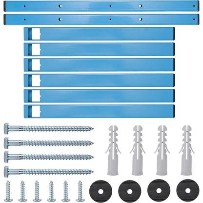 Schwerlast Holz Lagerregal 3-lagig, Blau, 4er Pack