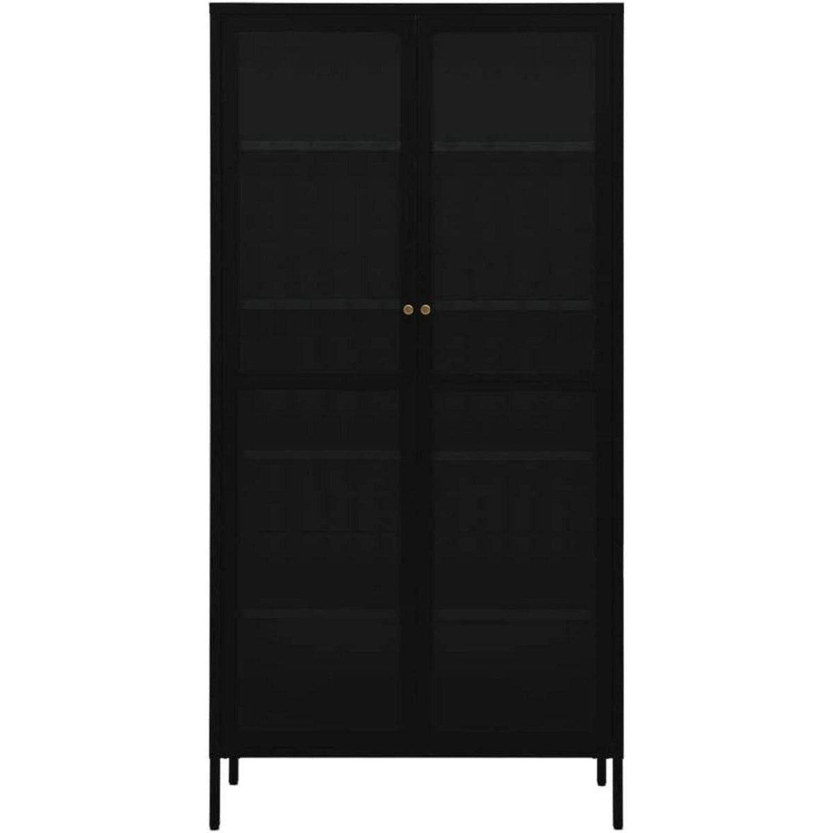 Glasvitrine Schwarz 90x40x180 cm – Stahlrahmen