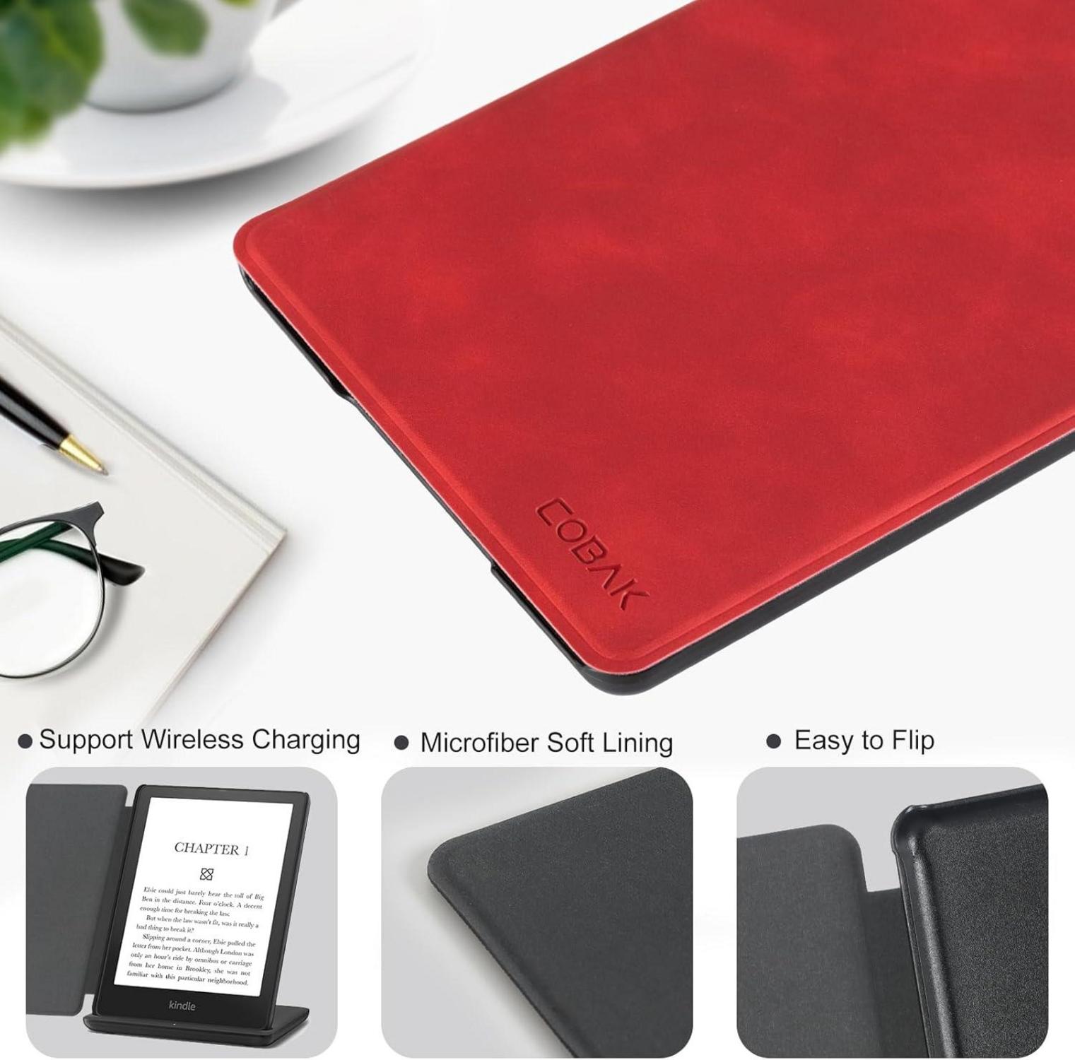 CoBak Hülle für Kindle Paperwhite Auto-Sleep-Wake-Funktion 11. Gen 2021 *Verträumtes Rot