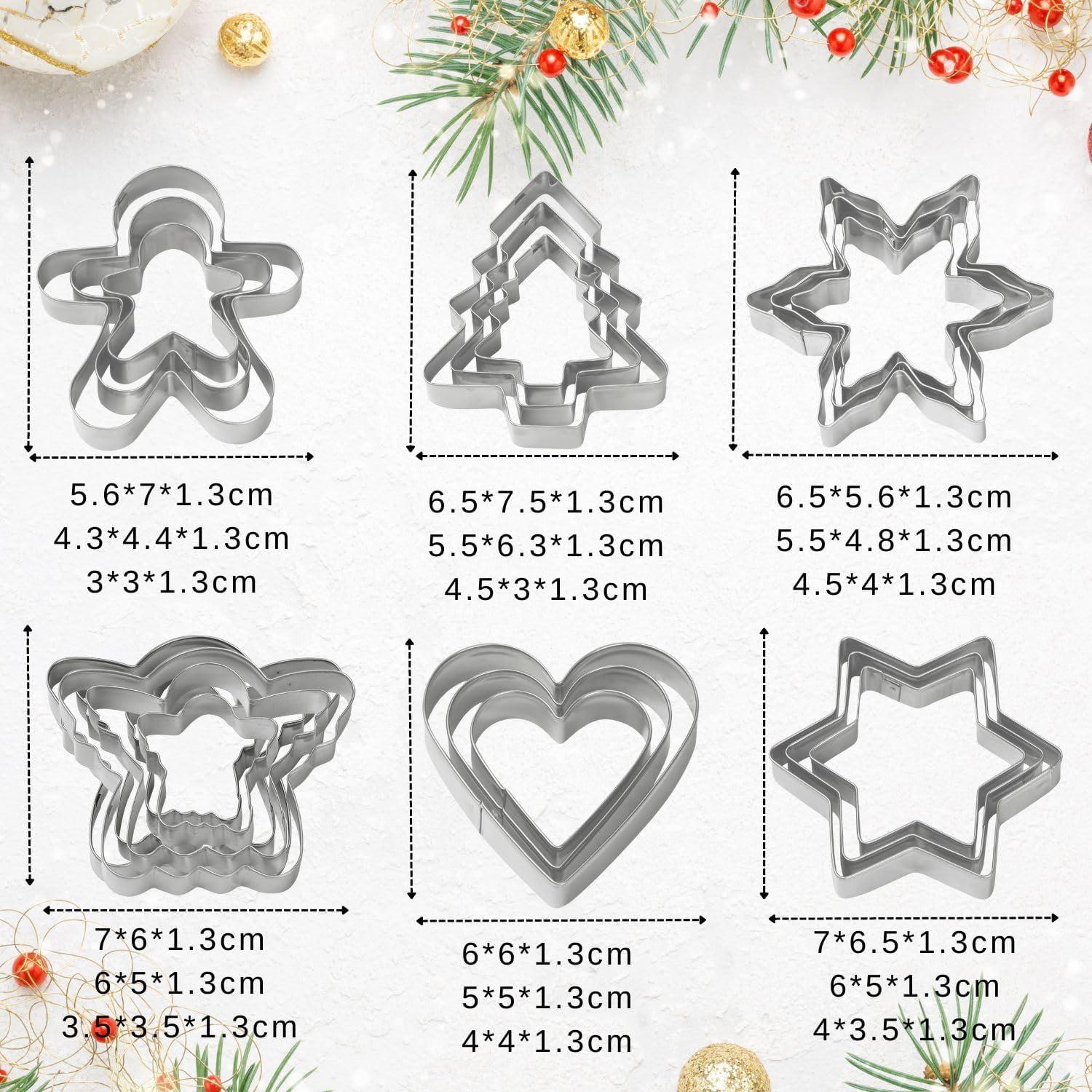 Orapink 18-teiliges Weihnachts Ausstechformen Set Edelstahl Xmas Keksausstecher Lebkuchenmann Weihnachtsbaum