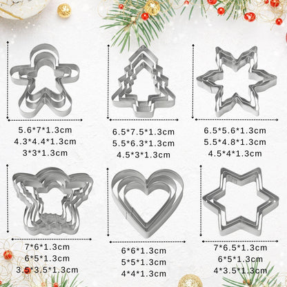 Orapink 18-teiliges Weihnachts Ausstechformen Set Edelstahl Xmas Keksausstecher Lebkuchenmann Weihnachtsbaum