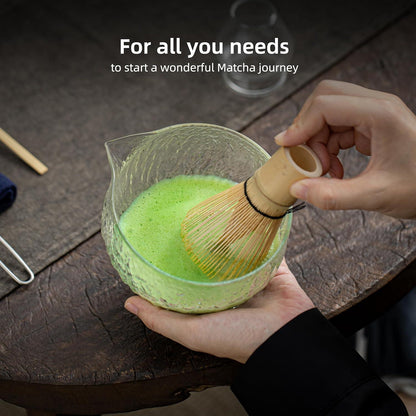 Matcha Tee Set aus Bambus und Keramik mit Ausgießer