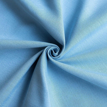 Runde Baumwoll-Leinen Tischdecke mit Fransen, Himmelblau 280 cm