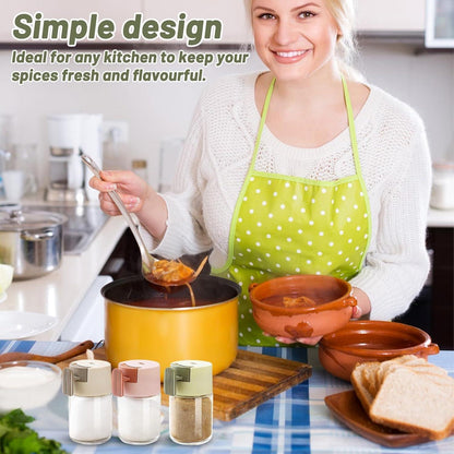 4er Set Gewürzstreuer mit Griff 100ml Spice Glas Salz Pfefferstreuer