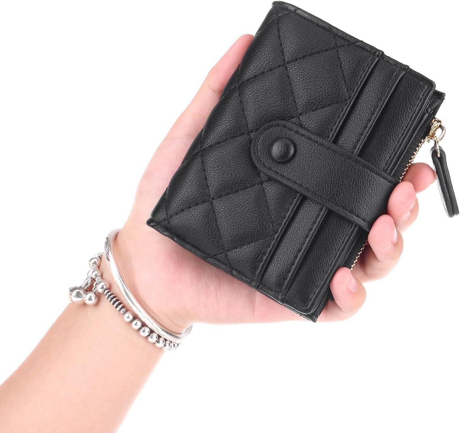 Damen Geldbörse Klein mit vielen Fächern, Schwarz