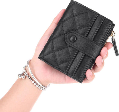 Damen Geldbörse Klein mit vielen Fächern, Schwarz