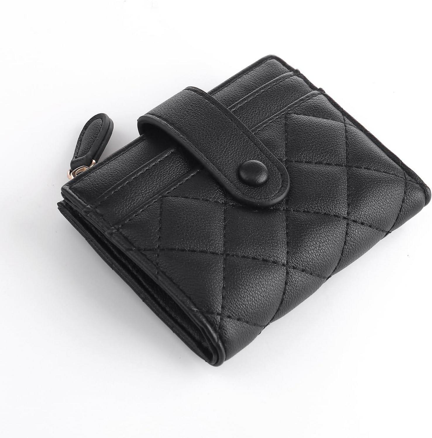 CHAOFANXI Damen Geldbörse Klein Leder Schwarz Multifunktional
