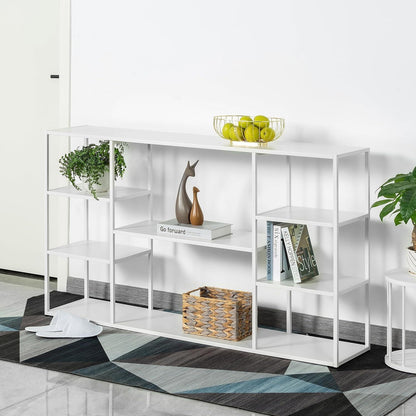 140cm Langer Konsolentisch mit Regalen – Weiß, Modern & Vielseitig