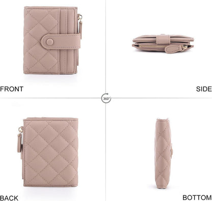 Damen Bifold Leder Geldbörse Klein mit Mehreren Fächern