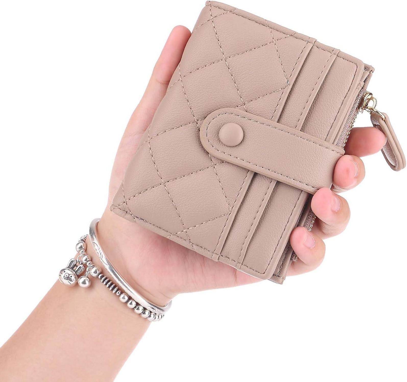 Damen Geldbörse Klein Leder Bifold Portemonnaie Multifunktional