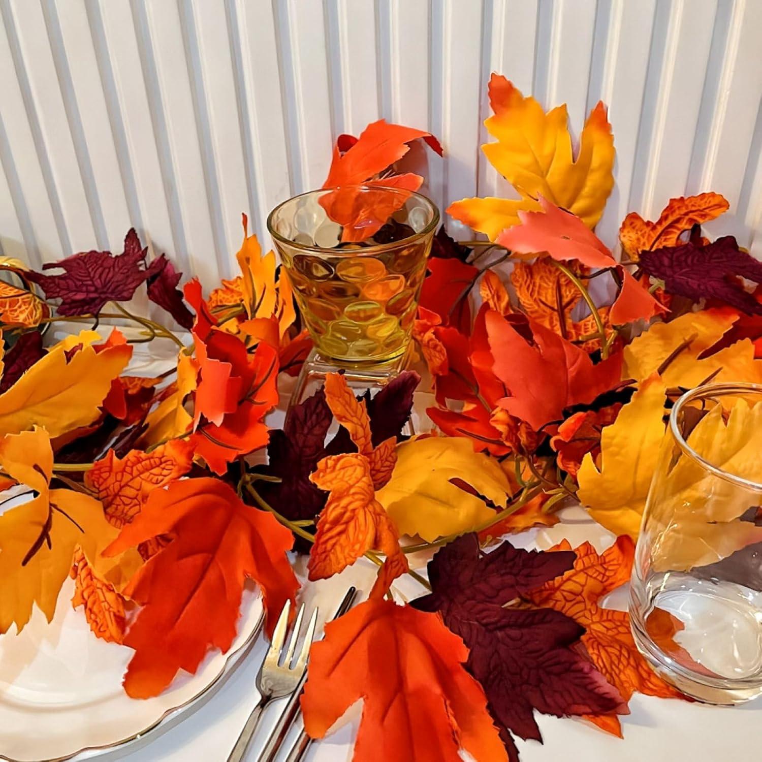 2er Set Künstliche Herbstgirlande Ahornblätter 175cm Herbstdeko