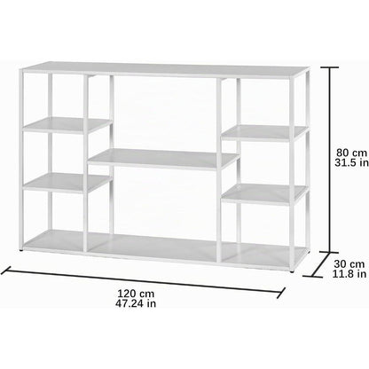 120cm Langer Konsolentisch mit Regalen – Weiß, Modern & Vielseitig