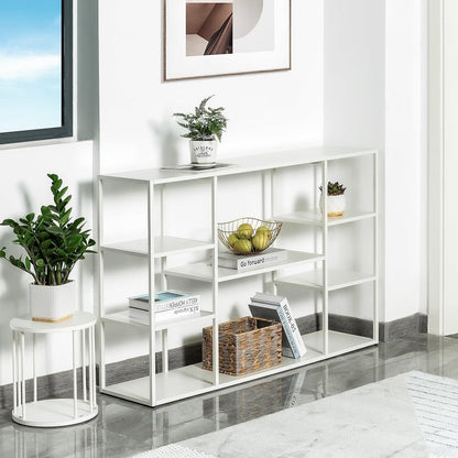 120cm Langer Konsolentisch mit Regalen – Weiß, Modern & Vielseitig