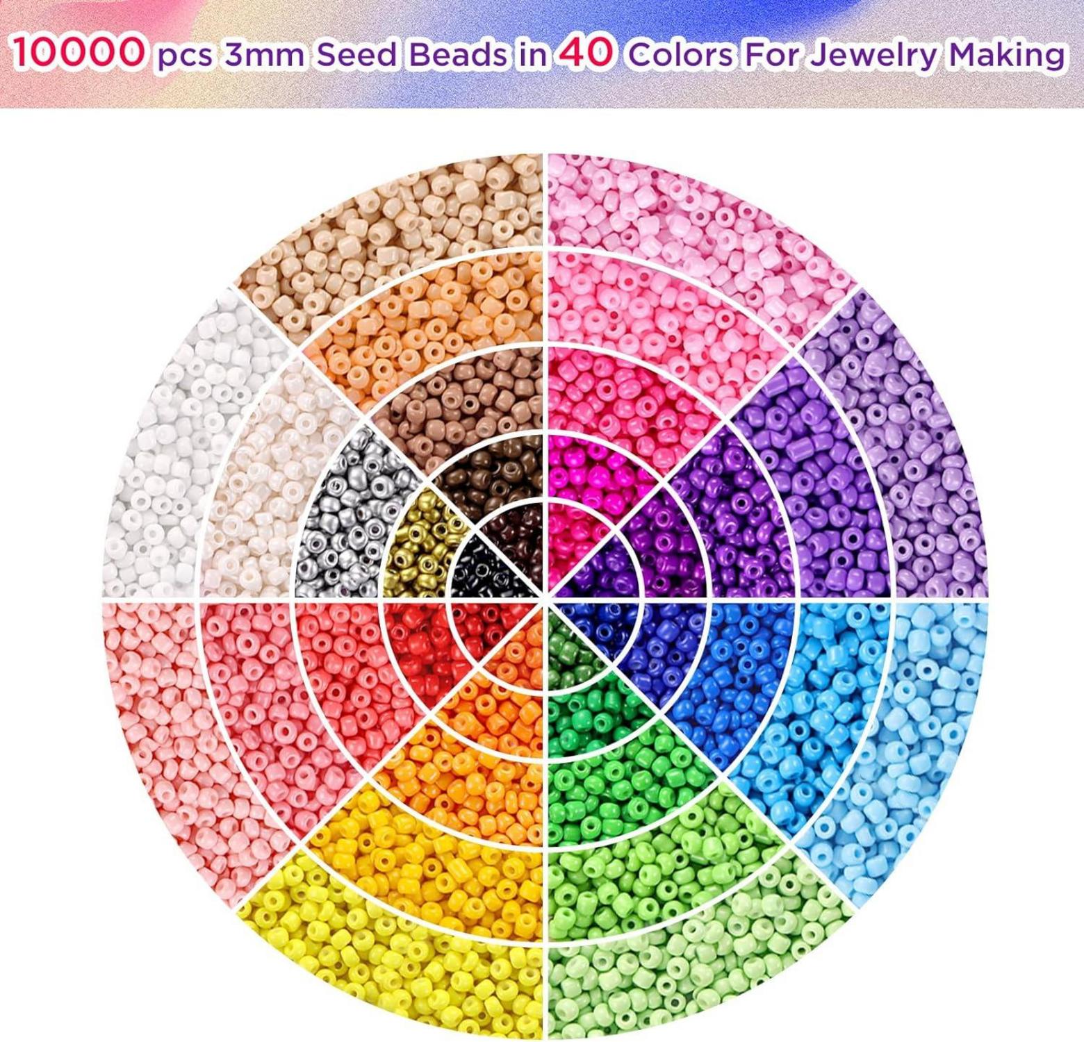 Funtopia 3mm Perlen Armband Set 40 Farben 11200pcs Zum