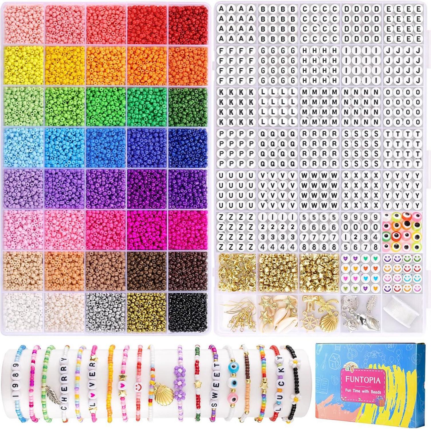 Perlen Armband Set 11200pcs Auffädeln 40 Farben Buchstabenperlen