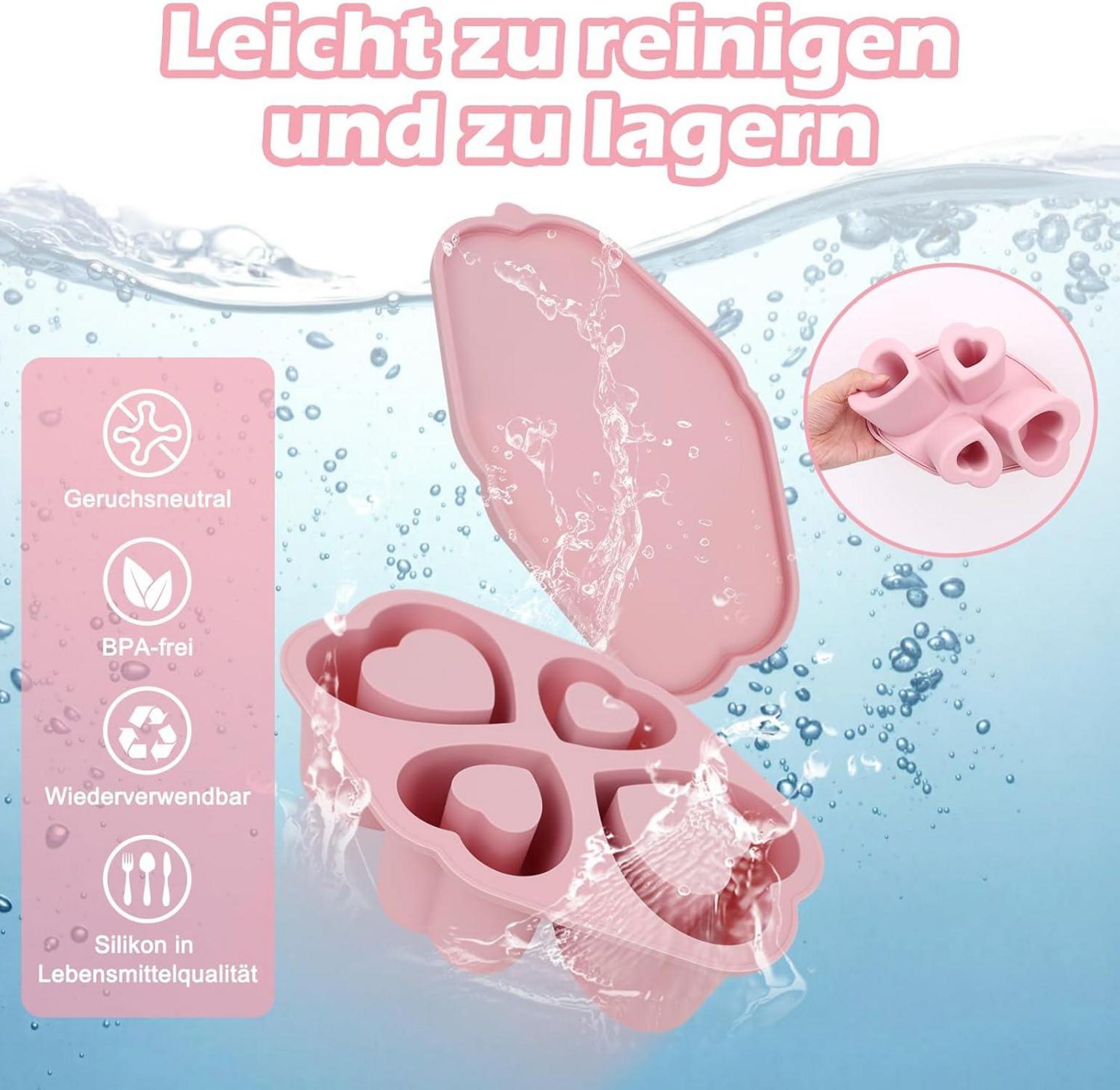 Eiswürfelform Silikon Zubehör für Stanley Cup, Rosa, Behälter mit Deckel