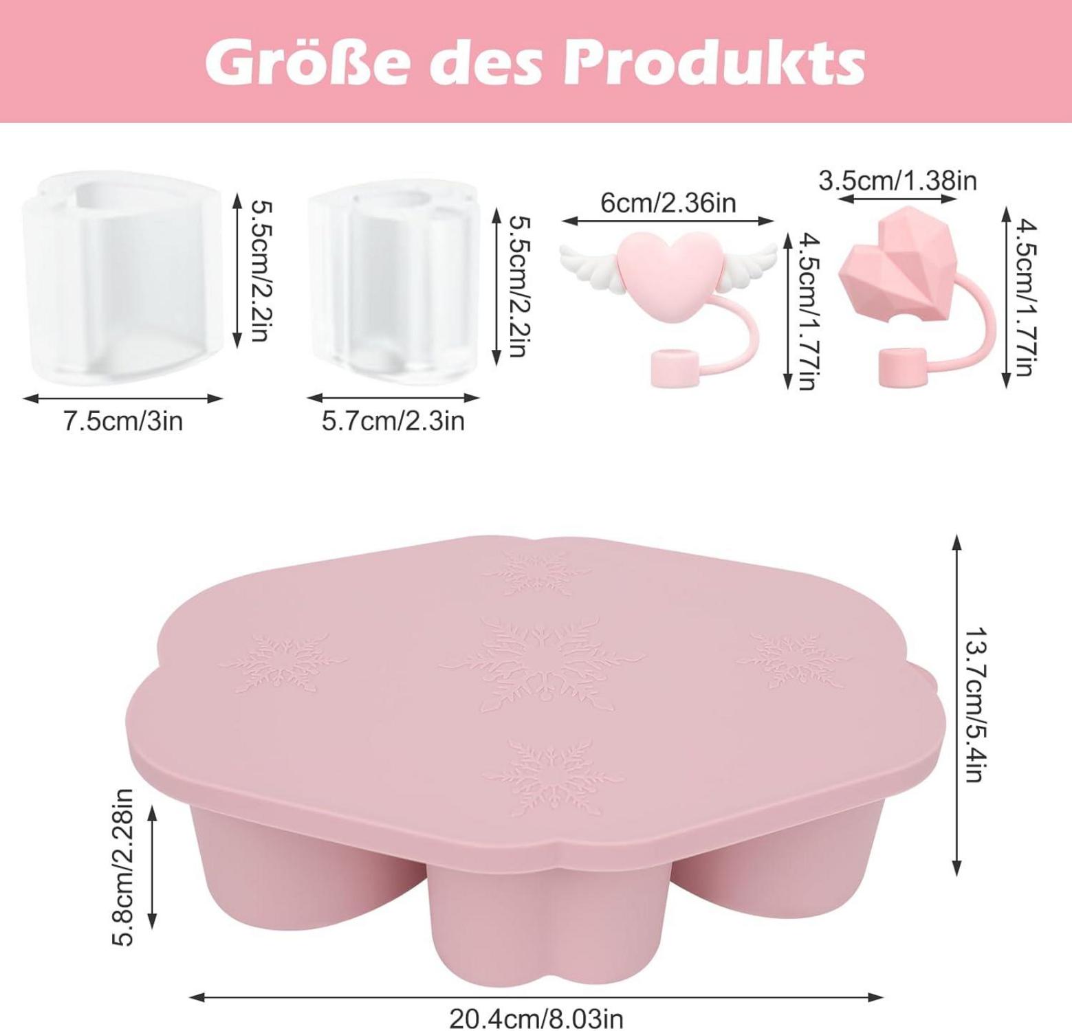 Eiswürfelform Silikon Zubehör Stanley Cup Pink Ice Cube Tray Strohhalm Abdeckung