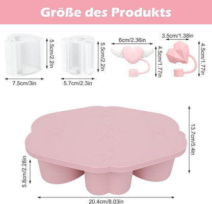 Eiswürfelform Silikon Zubehör Stanley Cup Pink Ice Cube Tray Strohhalm Abdeckung