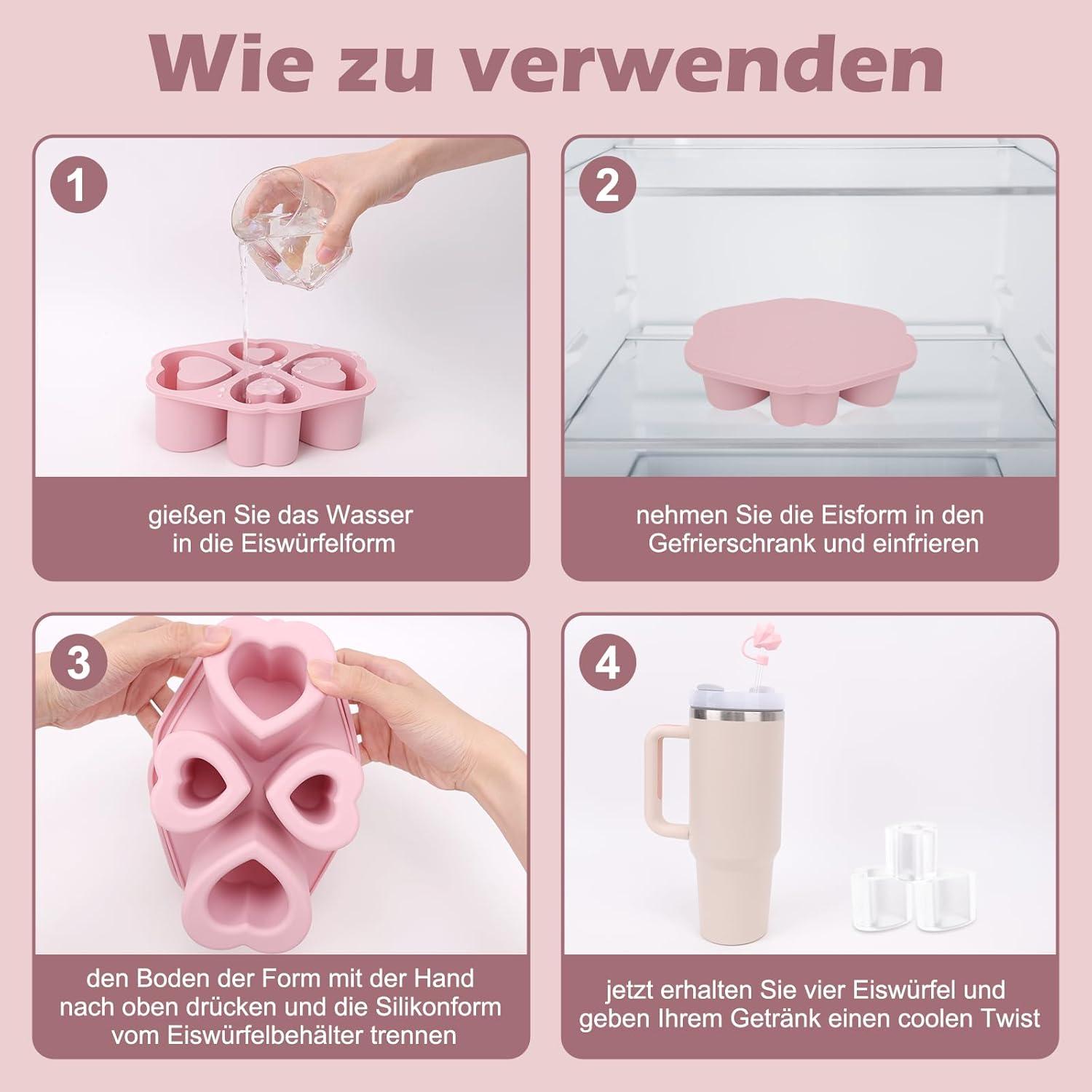 Eiswürfelform Silikon Zubehör für Stanley Cup Pink Ice Cube Tray