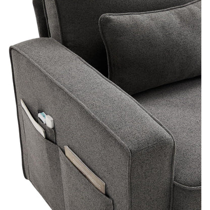 Modernes 4-Sitzer Sofa aus Leinenstoff mit Stauraum & Kissen