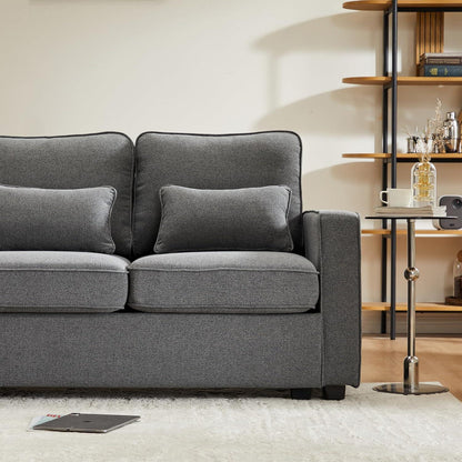 Modernes 4-Sitzer Sofa aus Leinenstoff mit Stauraum & Kissen