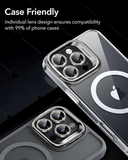 Kamera Schutzfolie für iPhone Pro Max/ Pro/ Pro Max/ Pro/ Pro Max/ Pro, HD Schutzglas, Armorite Serie, Glitzerrosa Grau - 1 Stück