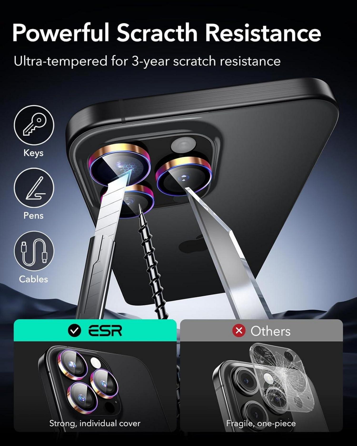 ESR Kamera Schutzfolie iPhone 16 Pro Max/16 Pro/15 Pro Max/15 Pro, HD Armorite