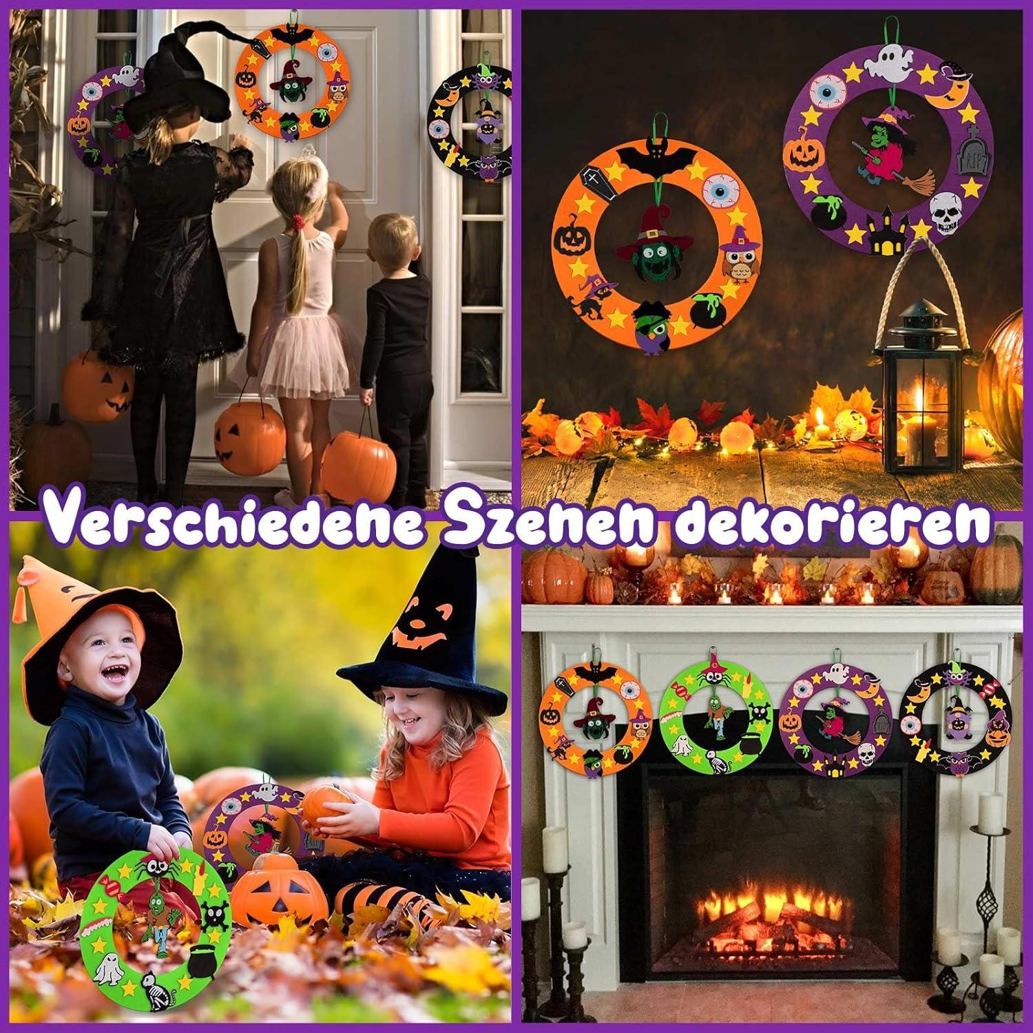 Halloween Kranz Bastelset für Kinder DIY Filz Ornamente Herbst Party