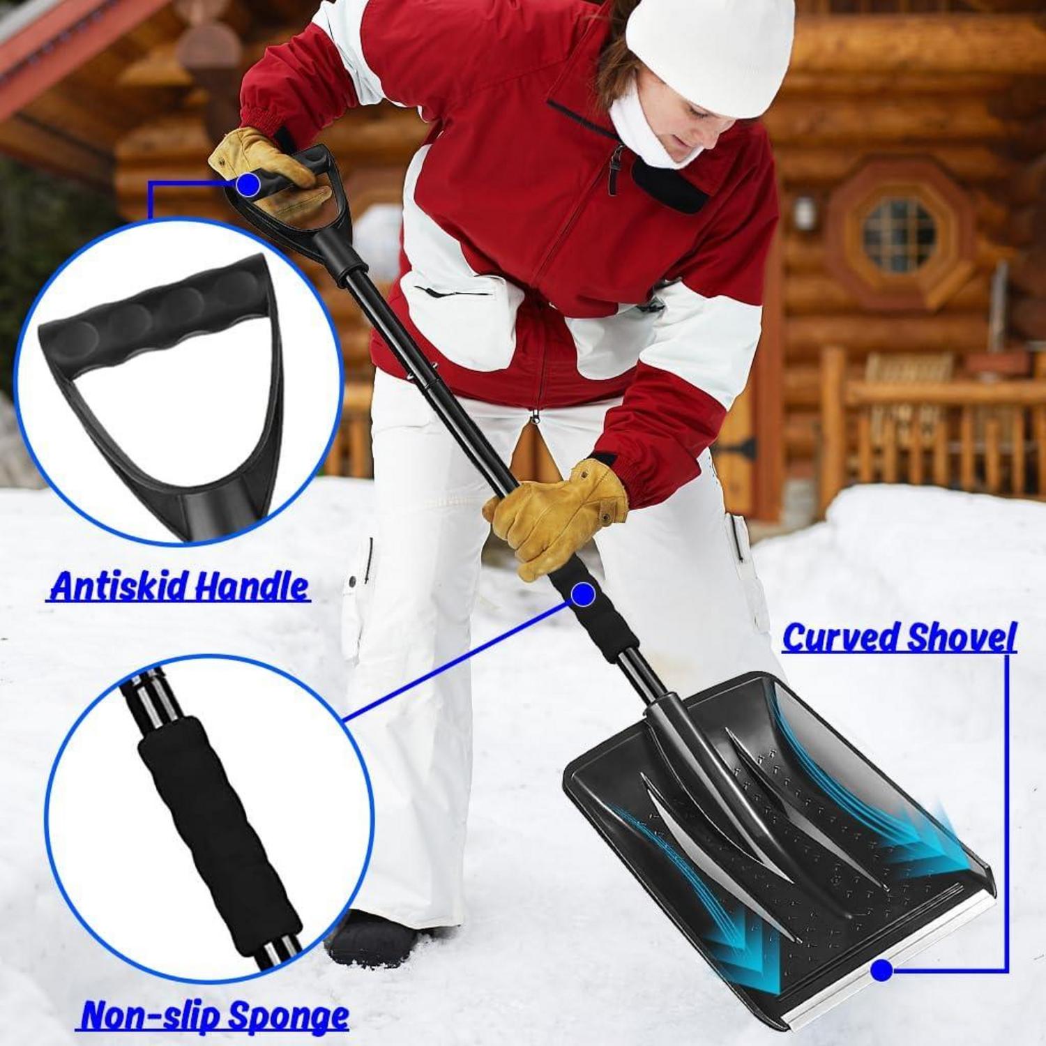 Schneeschaufel 108cm Schneeschieber Aluprofil 4-Teiliges Design Tragbare Auffahrt Camping SPDX