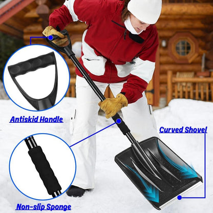 Schneeschaufel 108cm Schneeschieber Aluprofil 4-Teiliges Design Tragbare Auffahrt Camping SPDX