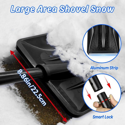 Schneeschaufel 108cm Aluprofil Einstellbar Tragbar Auffahrt Camping Schwarz