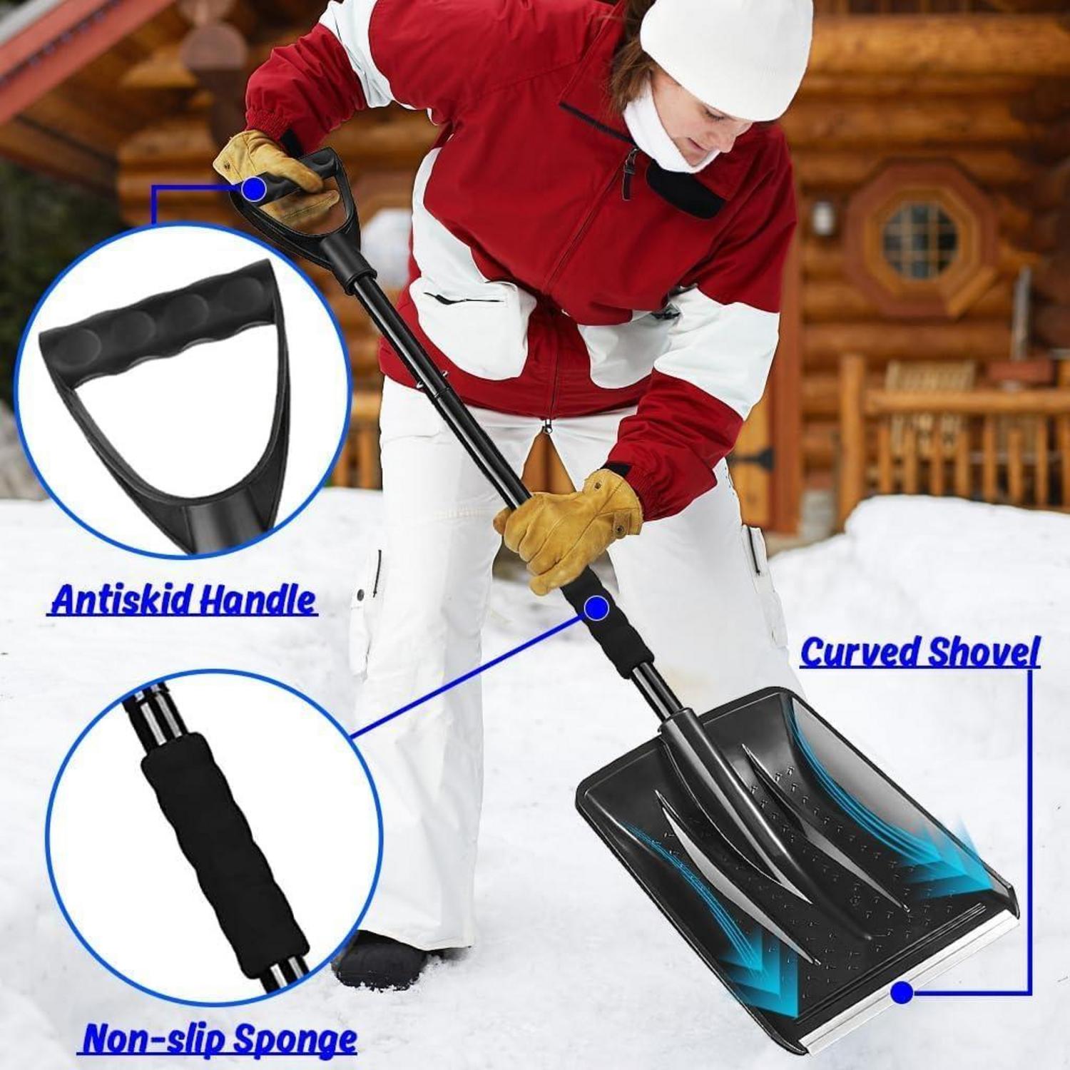 Schneeschaufel 108cm Auto Camping Garten Schwarz