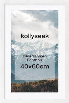 Kollyseek Bilderrahmen Weiß Echtholz 40x60cm Acrylglas Pine Holz