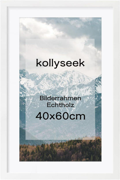 Kollyseek Bilderrahmen Weiß Echtholz 40x60cm Acrylglas Pine Holz