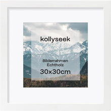 Bilderrahmen 30x30cm Weiß Echtholz Passepartout Bruchsicherem