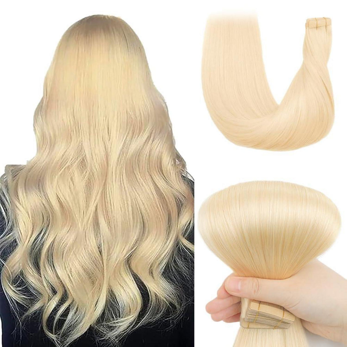 Echthaar Tape Extensions Hellblond 55cm (22 Zoll)