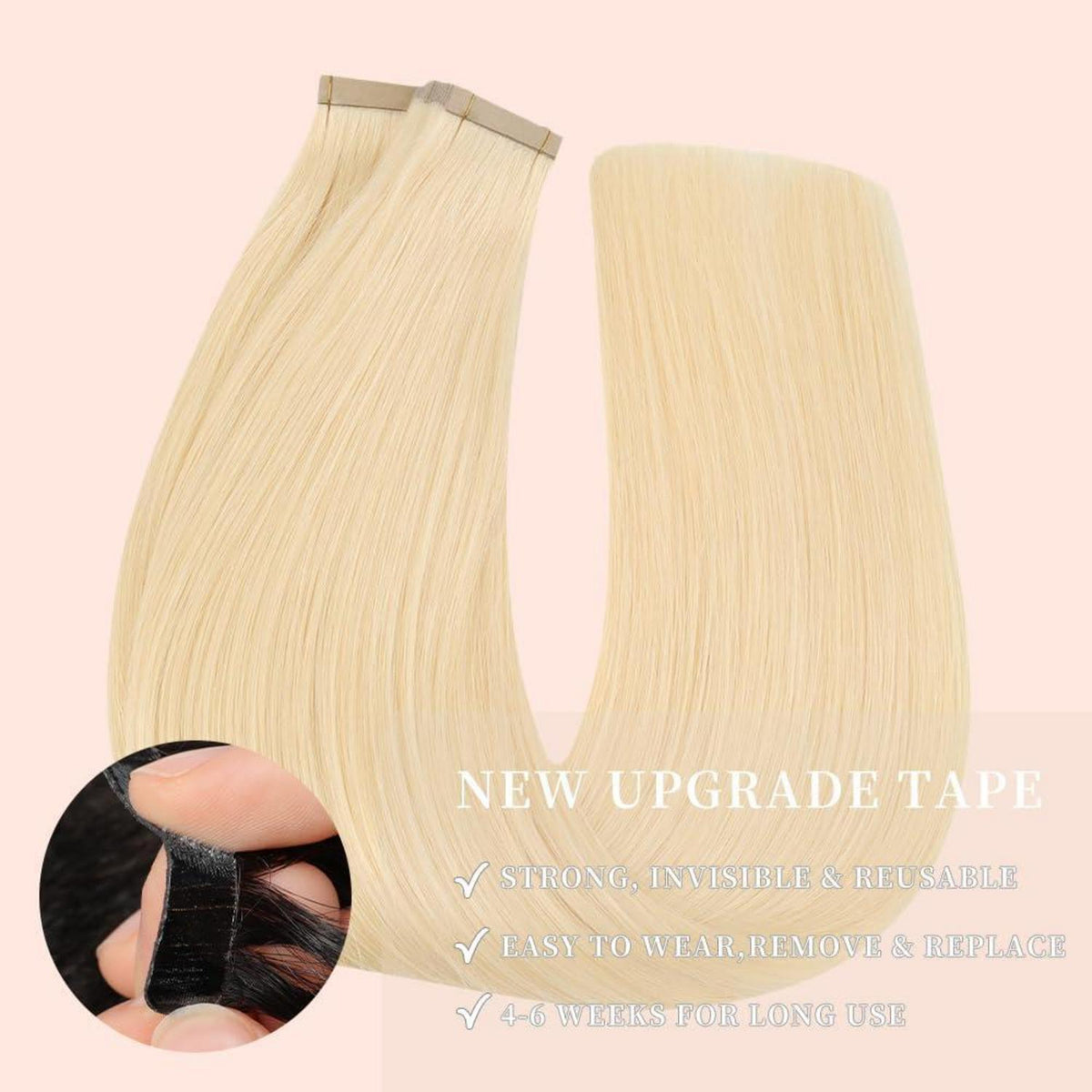 Echthaar Tape Extensions Hellblond 55cm (22 Zoll)