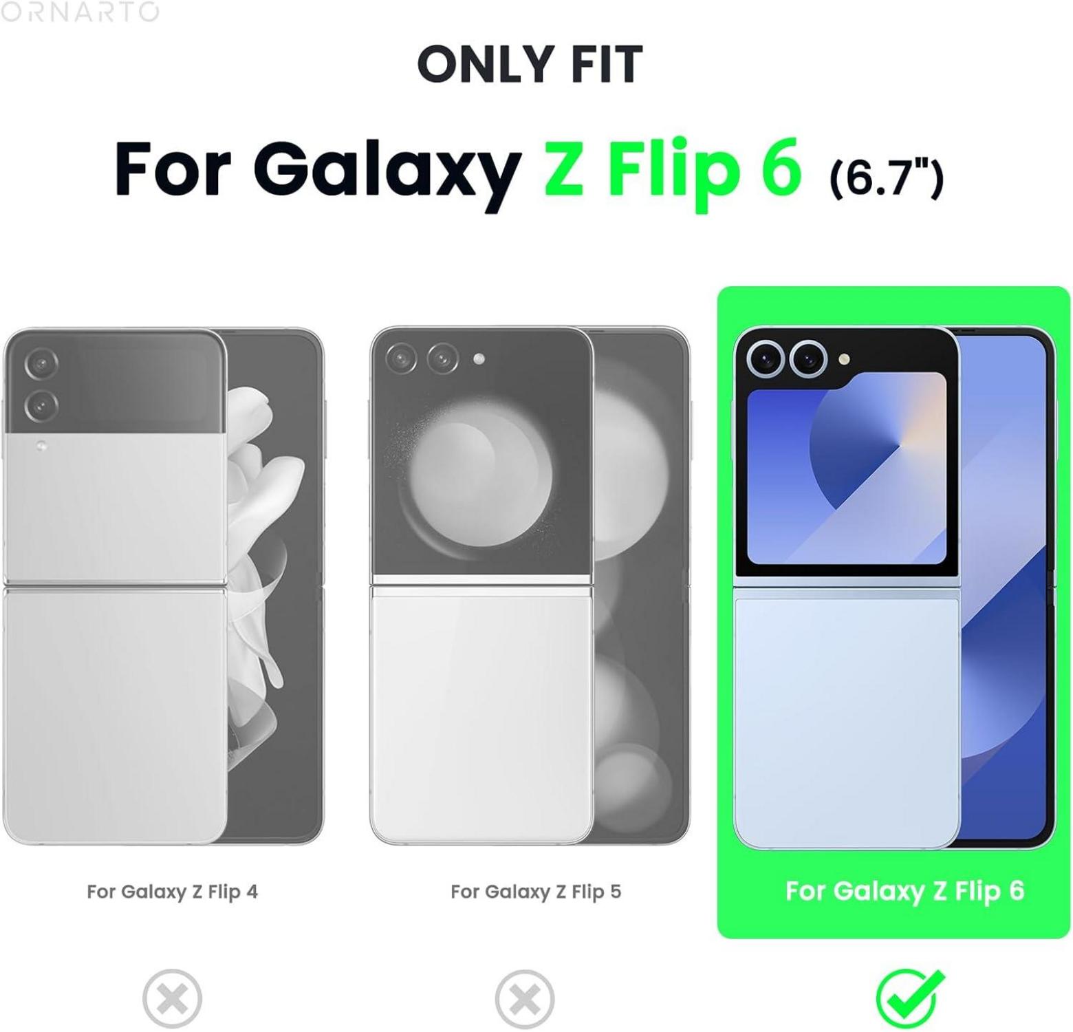 ORNARTO Samsung Z Flip 6 Hülle mit Schutzfolie transparent
