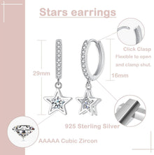 Creolen Ohrringe Silber 925 mit Zirkonia Anhänger, Hängend