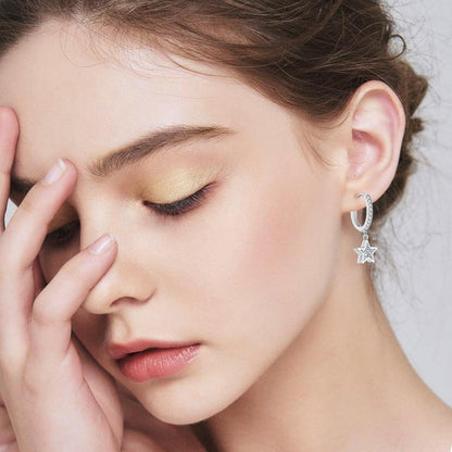 Ohrringe Silber 925 Hängend Zirkonia Damen Mädchen Creolen Anhänger
